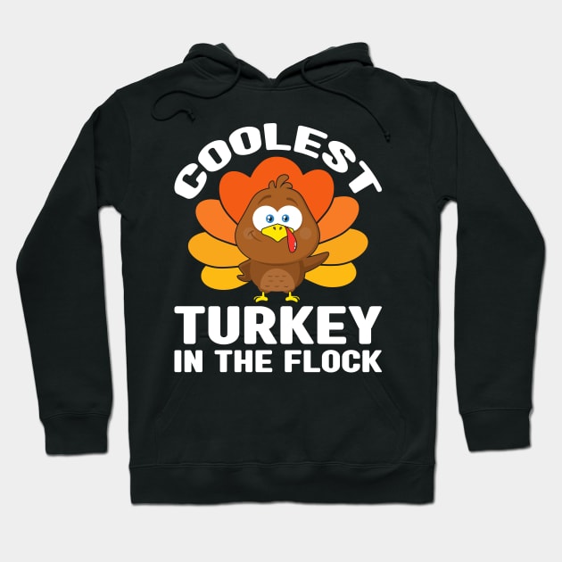 Boys Thanksgiving Kids Coolest Turkey in the Flock Hoodie by MetalHoneyDesigns